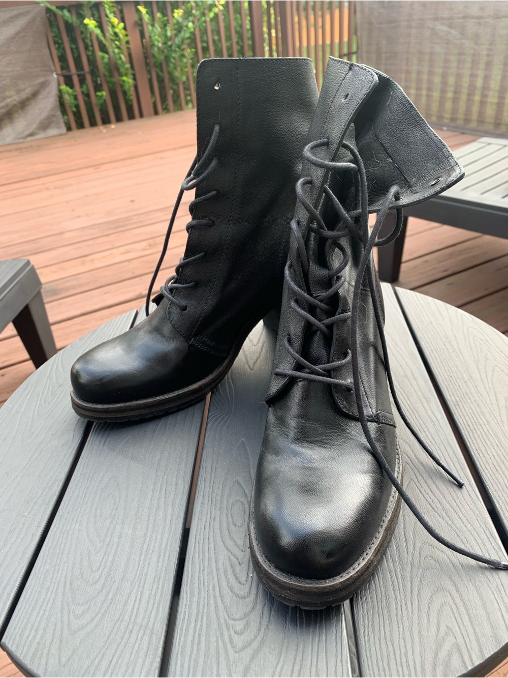 Frye Jean Lace-Up Black Leather Ankle Boots Women’s size 8